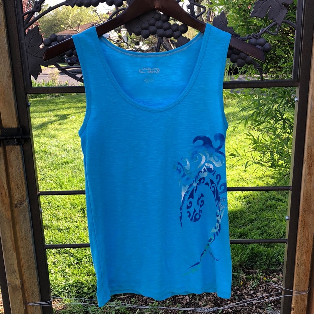 Crazy Shirts blue graphic print tank size S